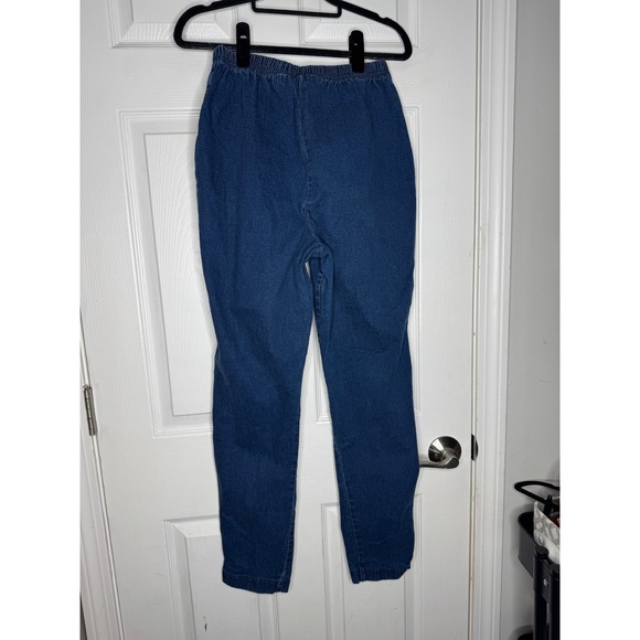 QUACKER FACTORY Vintage Elastic Waist Pull-On Jeans Rhinestone Button Ankle M - Picture 2 of 5